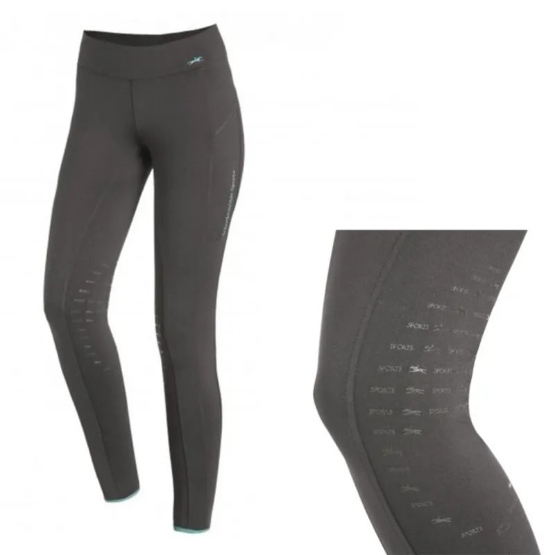 Schockemohle Summer Riding Tights Knee Patch - Dark Grey